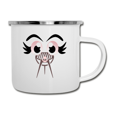Grillen Emaille Tasse - GRILL CARTOONFIGUR GRILLEN
