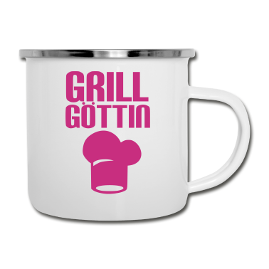 Grillen Emaille Tasse - Grill Göttin - Grillen