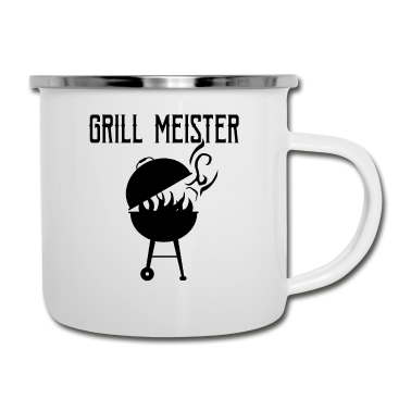 Grillen Emaille Tasse - Grill Meister grillen
