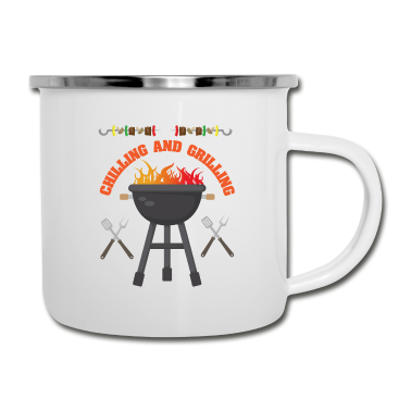 Grillen Emaille Tasse - Grillen - Chillen und Grillen