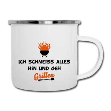 Grillen Emaille Tasse - grillen