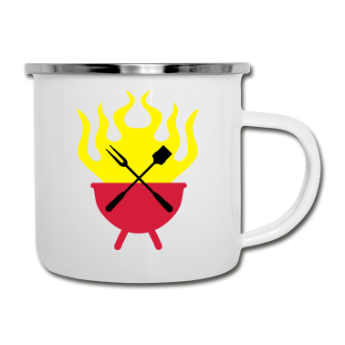 Grillen Emaille Tasse - grill