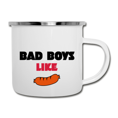 Grillen Emaille Tasse - grillen