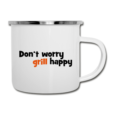 Grillen Emaille Tasse - grillen