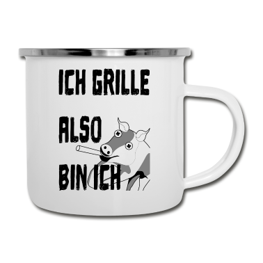 Grillen Emaille Tasse - Grill