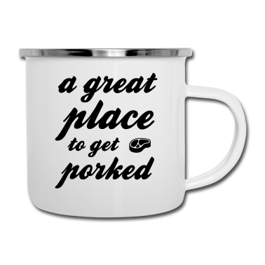 Grillen Emaille Tasse - grillen