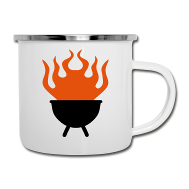 Grillen Emaille Tasse - grill