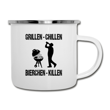 Grillen Emaille Tasse - Grillen