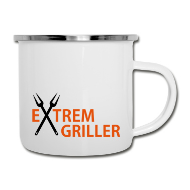 Grillen Emaille Tasse - grillen