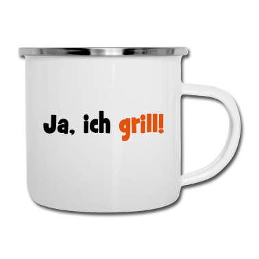 Grillen Emaille Tasse - grillen