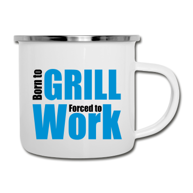 Grillen Emaille Tasse - grillen