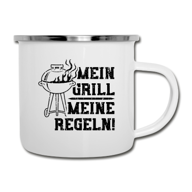 Grillen Emaille Tasse - Mein Grill Meine Regeln - Grillen