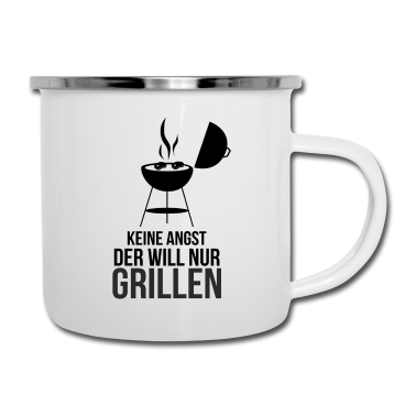 Grillen Emaille Tasse - Grill