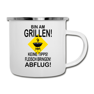 Grillen Emaille Tasse - Grillen