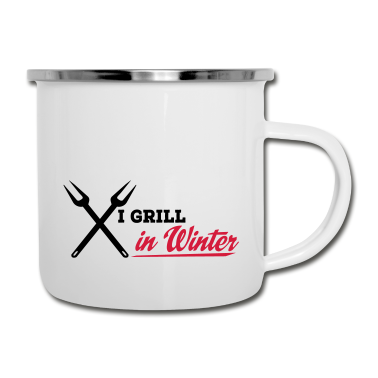 Grillen Emaille Tasse - grill