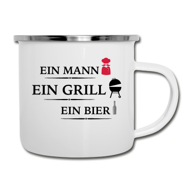 Grillen Emaille Tasse - Grill