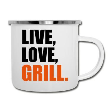 Grillen Emaille Tasse - grillen