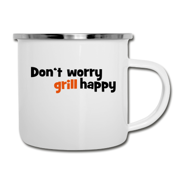 Grillen Emaille Tasse - grillen