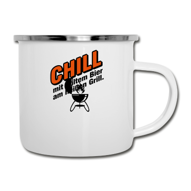 Grillen Emaille Tasse - Grill