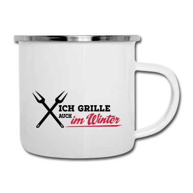 Grillen Emaille Tasse - grillen