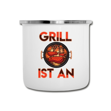 Grillen Emaille Tasse - GRILL IST AN