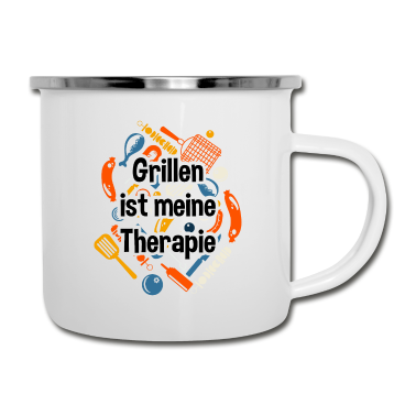 Grillen Emaille Tasse - Grillen Grillen Ist Meine Therapie