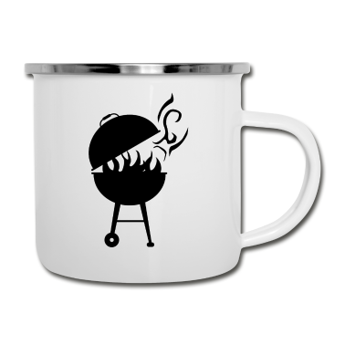 Grillen Emaille Tasse - Grill