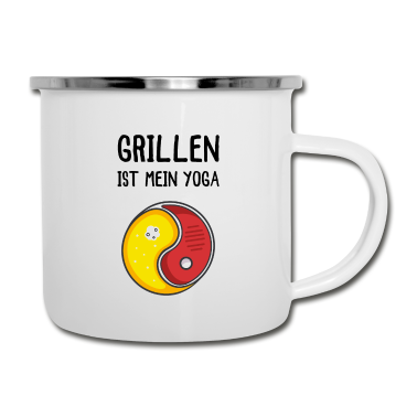 Grillen Emaille Tasse - Grillen Grillen Ist Mein Yoga