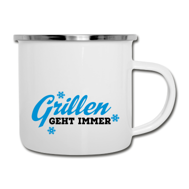 Grillen Emaille Tasse - grillen
