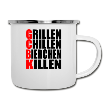 Grillen Emaille Tasse - Grillen Griller Grill BBQ Grillkohle Geschenkidee