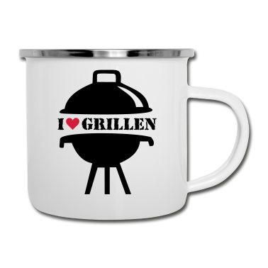 Grillen Emaille Tasse - Grill, grillen, BBQ, Rost