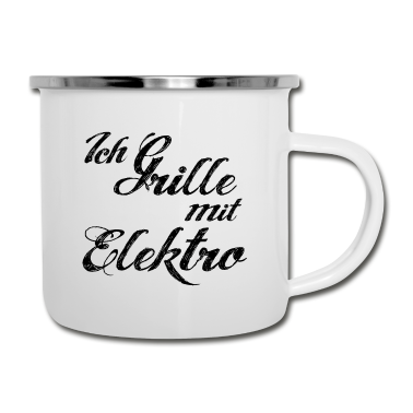 Grillen Emaille Tasse - Elektro Grill grillen Schriftzug