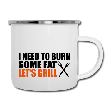 Grillen Emaille Tasse - Grill