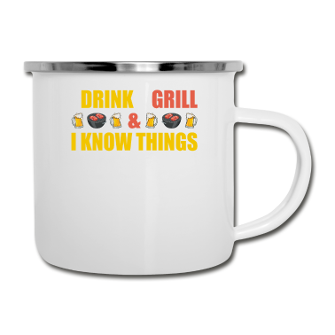 Grillen Emaille Tasse - Grillen Griller Grill BBQ Grillsaison Geschenkidee