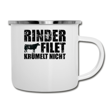 Grillen Emaille Tasse - Grillen Griller Grill Rind Grillkohle Geschenkidee