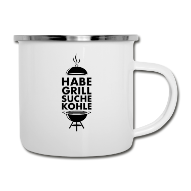 Grillen Emaille Tasse - grillen