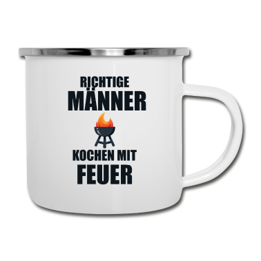 Grillen Emaille Tasse - Grillen Griller Grill BBQ Grillsaison Geschenkidee