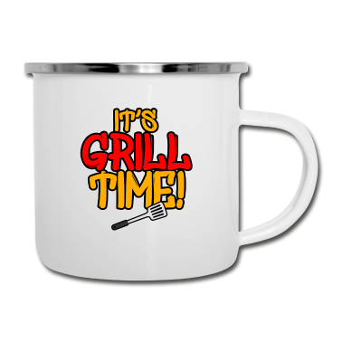 Grillen Emaille Tasse - Grill