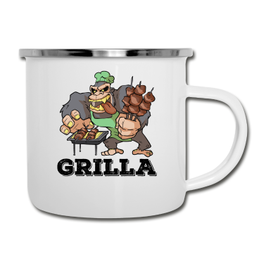 Grillen Emaille Tasse - Grill BBQ Smoker Grillen Gorilla Spruch Griller