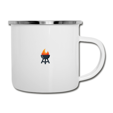 Grillen Emaille Tasse - Grillen Griller Grill BBQ Grillsaison Geschenkidee