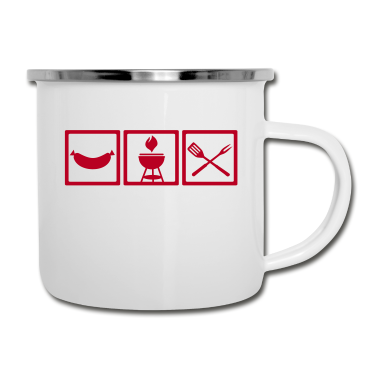 Grillen Emaille Tasse - Grill
