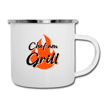 Grillen Emaille Tasse - Grillen Chef Am Grill