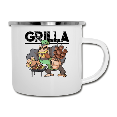 Grillen Emaille Tasse - Grill BBQ Smoker Grillen Gorilla Spruch Griller