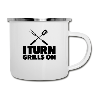 Grillen Emaille Tasse - grill