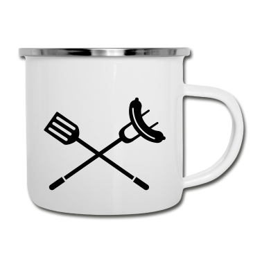 Grillen Emaille Tasse - grill