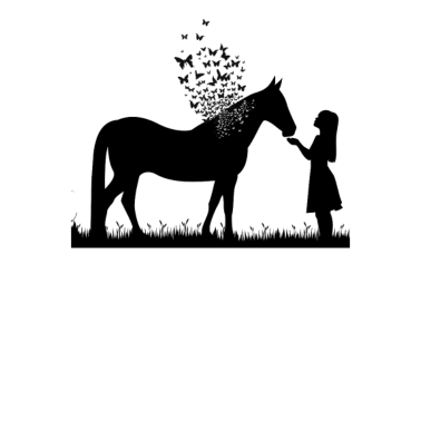 Motiv Pferd und Schmetterlinge mit Mädchen Pferde liebe