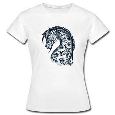 Pferde T-Shirt - Pferdekopf blau