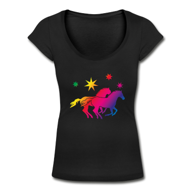 Pferde T-Shirt - Regenbogen Pferde