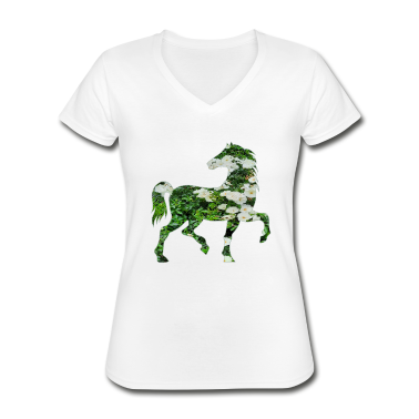 Pferde T-Shirt - Weißes Blumenfeld Pferde Design