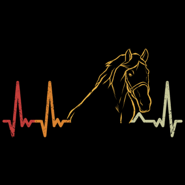 Motiv Retro Pferdekopf Herzschlag Pferd Vintage Reiten